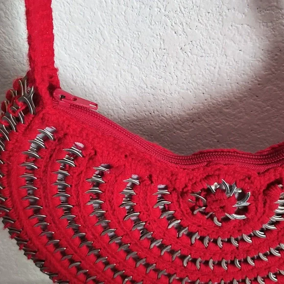 Handmade bag with crochet weaving technique.   New - Picture 4 of 11